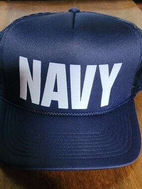 NAVY Blue Baseball Style Hat with Bold ""NAVY" White Lettering (C02)